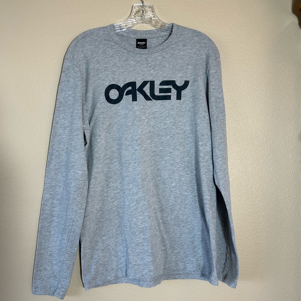 Oakley Mens Long Sleeve T-Shirt Gray Heather Graphic Crew Neck XL Regular Fit - Picture 2 of 7